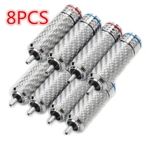 8PCS Audio Carbon Fiber Plugs Rhodium Plated RCA Connectors for Signal Cable DIY - Picture 1 of 14