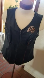 Harley Davidson Premium Leather Ladies Zip Vest - Picture 1 of 10