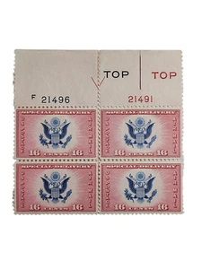 Bloque de 4 placas tipo entrega especial US Sc# CE2 como nuevo sin goma en la parte superior 1936 - Imagen 1 de 4
