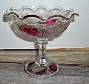 Vintage Westmoreland Glass Della Robbia Ruby Fruit Compote Pedestal Candy Dish - Picture 1 of 8
