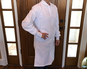 Unisex White Snap front w/ cuff Length 38" Sizes: XXS, XS, & 3XL for 14.00 BOGO - Picture 1 of 3