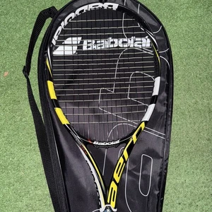 Babolat Aeropro Drive With Case 4 3/8 Tennis Racket 16x19 300g France Strung - Picture 1 of 8