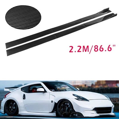 Carbon Fiber 2.2m Side Skirt Extensions Rocker Panel For Nissan 200SX S15 - Image 1 of 4