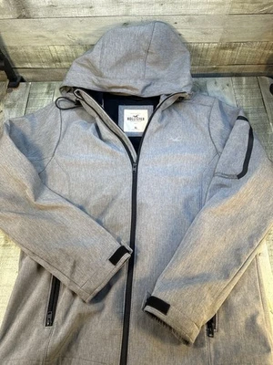 Hollister Hooded Softshell Jacket Gray Zip Up Windbreaker Size XL - Image 1 of 3