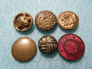 Antique original Victorian pretty lot of 6 metal diminutive " dimi " buttons #13 - Picture 1 of 8