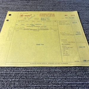 Vintage 1964 IHC Autohändler Verkaufsbeleg Autohaus Rechnung - Bild 1 von 2