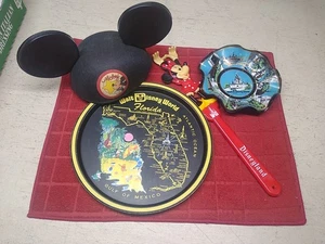 Walt Disney Vintage Mickey Ears Minnie backscratcer Candy Dish &Tin Serving Tray - Picture 1 of 17