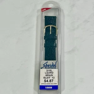 NEW! 18mm Speidel Long Black Lizard Grain Unstitched Genuine Leather Men’s Band - Picture 1 of 5