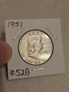 1951 P Franklin Half Dollar 90% Silber. Protected In Card. - Bild 1 von 7