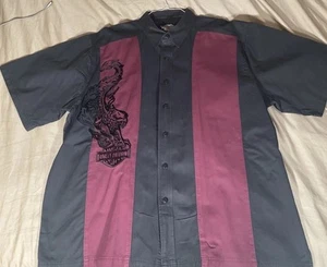 Camisa Harley Davidson águila negra y granate bordada para hombre con botones 2XL - Imagen 1 de 7