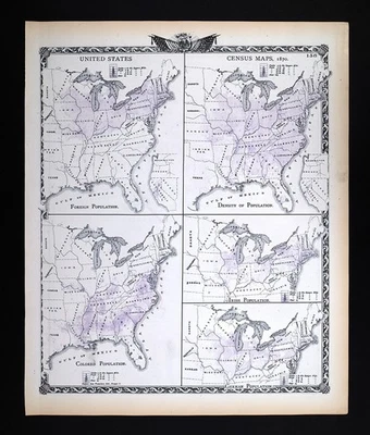 Mapa de Estados Unidos de 1876 de 1870 censo población irlandesa alemana afroamericana Foto 1 de 4
