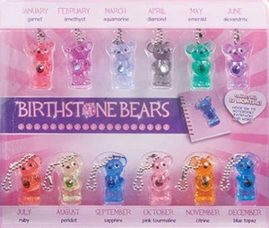 BIRTHDAY BEARS MINI KEYCHAIN BACKPACK ZIPPER PULL PARTY FAVORS BIRTHSTONE JEWELS - Picture 1 of 25
