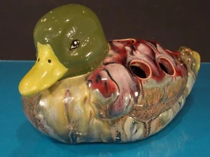 antik Blumensteck vase/Luftbefeuchter Ente Keramik glasiert Handarbeit 11x19x10 - Bild 1 von 4
