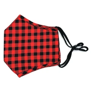 Red Black Buffalo Check Plaid Face Mask w/PM2.5 Filter Pocket Reusable - Picture 1 of 5