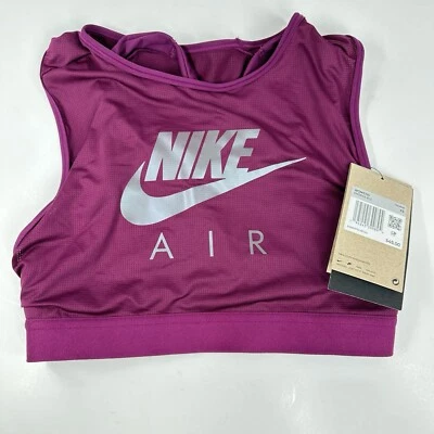 Nike Air Dri Fit Swoosh Medium Support Pad High Neck Sports Bra Sangria SZ XS - Image 1 of 4