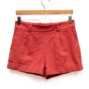 Diane von Furstenberg Gillian Shorts Womens 4 Ocean Coral Boucle Mid-Rise Cuffed - Picture 1 of 9