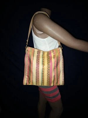 Liz Claiborne Multicolor and Leather Trim Shoulder Bag. EUC - Image 1 of 4