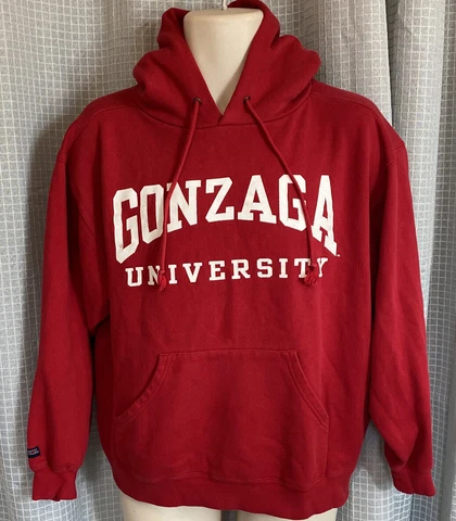 GONZAGA UNIVERSITY BULLDOGS SWEATSHIRT HOODIE RED SIZE MEDIUM VERY GOOD COND HNG Cover