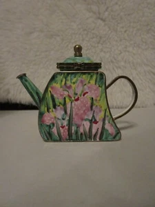 Vintage Kelvin Chen Mini Enamel Teapot “ Siberian Iris” no. 1781 , 2001 - Picture 1 of 7