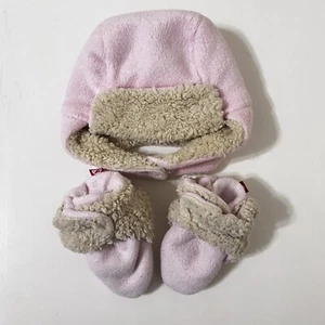 Zutano Cozie Furry Booties & Trapper Hat Set Baby Pink Girls Size 6 Months - Picture 1 of 12