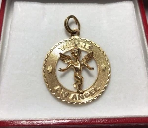 Colgante Vintage Oro Amarillo 14k You’re An Angel Love Boda Corazón 585 Dije 3D - Imagen 1 de 7