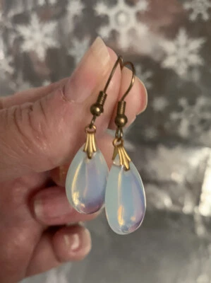 ❤️Moonstone Sea Opal Opalite Tear Drop Dangle Charm Earrings - Image 1 of 4