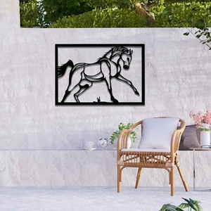 Rusted Metal Horse in Frame | Horse Wall Art | Rusty Garden and Outdoor Decor - Picture 1 of 17