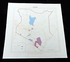 1961 Vintage Map of Kenya Africa African Game Reserves Royal National Parks Park