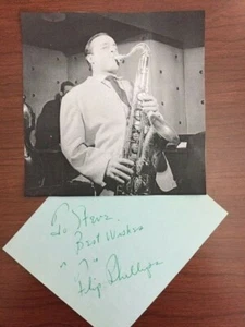 FLIP PHILLIPS SIGNED SLIP, JAZZ TENOR SAXOPHONE & CLARINET PLAYER - Picture 1 of 1
