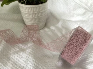 Eleganza DUSKY PINK Soft Mesh Web 38mm wedding - Luxury Wire Edge Ribbon - 2m - Picture 1 of 4