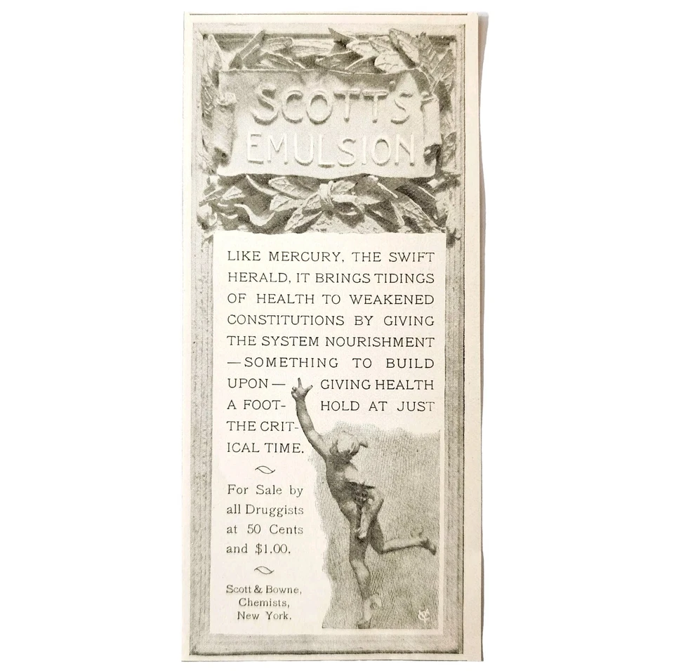 Scott's Emulsion Mercury God 1897 Advertisement Victorian Medical ADBN1A8 - Image 1 of 1