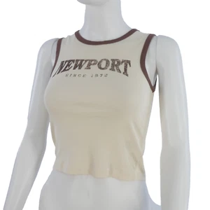 Urban Outfitters Vest Tank Top NEWPORT Cropped Organic Cotton Ivory size S - Picture 1 of 17