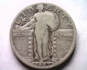 1927 STANDING LIBERTY QUARTER GOOD / VERY GOOD G/VG CLASHED DIE OBVERSE ORIGINAL - Picture 1 of 2