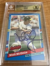 1991 Donruss #BC-9 Mark McGwire Signed Autographed Card.  BAS Authentication