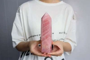 8.2" Natural Rose Quartz Obelisk,Quartz Crystal Point Wand Tower,Reiki XA5579 - Picture 1 of 10