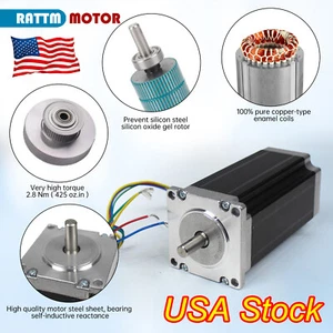 【USA】Nema 23 Schrittmotor 425oz-in 112mm 3A 2,8Nm 8mm Welle CNC Fräsmaschine - Bild 1 von 8