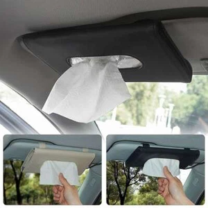 Universal PU Leaather Car SUV Sun Visor Backseat Tissue Napkin Box Holder Case - Picture 1 of 17