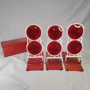 Anthes Vintage Roadside Emergency Reflector Set Of 3 Red Metal Case 2 Cracks - Picture 1 of 6