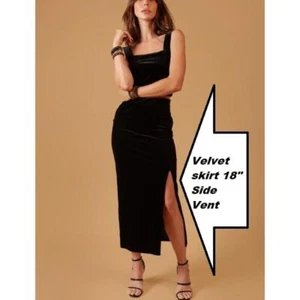 Falda Midi Bobbie Bee Mediana 8/10 Terciopelo Sexy Abertura Lateral Vacaciones Fiesta Cóctel - Imagen 1 de 6