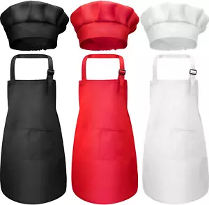 6 Pieces Kids Chef Hat Apron Set, Boys Girls Aprons for Kids Adjustable Aprons K - Picture 1 of 12