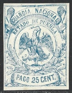 Mexico Revenue 1871 State Issues PUEBLA 25c BLUE #P41 NGAI CV $4.00 - Picture 1 of 2