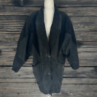 Vintage Winlit Black Genuine Leather Suede Panel Jacket Size Large Soft Paisley