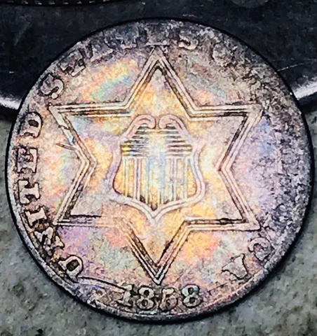 1858 Three Cent Silver Piece Trime 3c Type 2 Choice US Type Coin CC17431 Cover