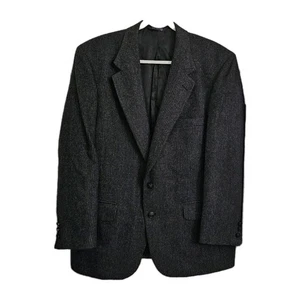 Burberrys Blazer Jacket 46R XL Pure Camel Hair Wiedemans Dark Gray Plaid Vintage - Picture 1 of 13