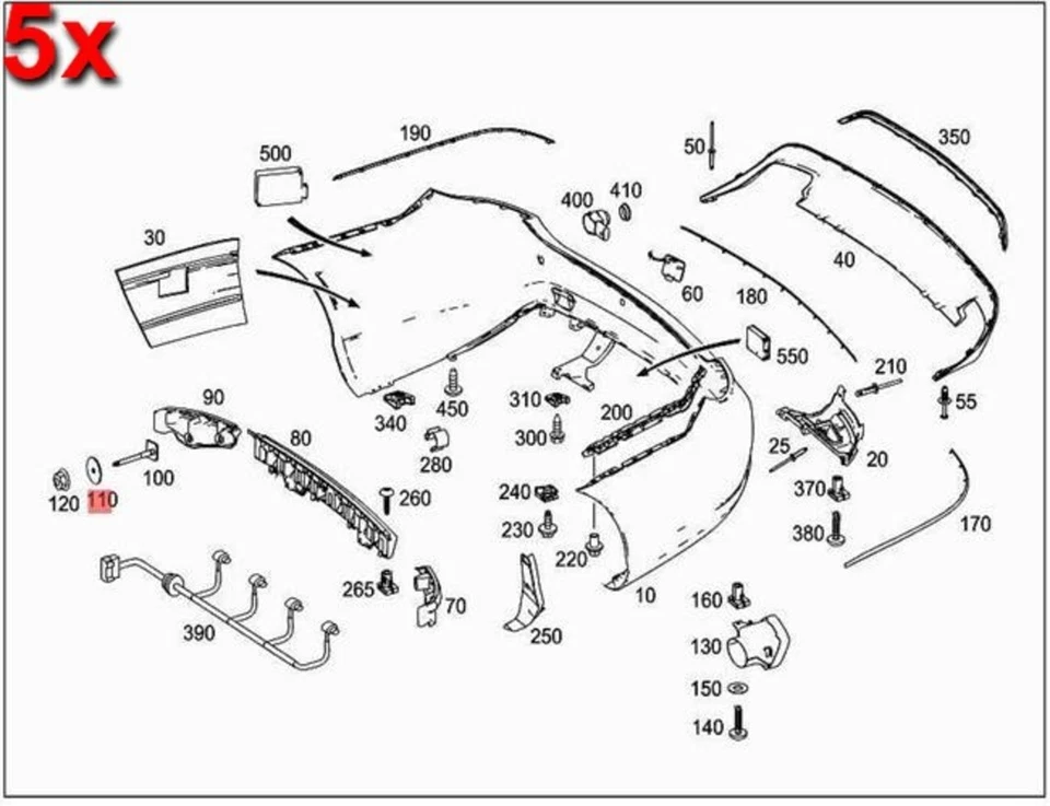 Original MERCEDES 190 Cla Cls Gla Glc lavadora 5 piezas 2019900240 Foto 1 de 1