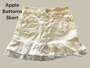 Girls Brand New Apple Bottom Logo White Skort - Size 10 - Picture 1 of 11