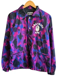 Bape Bathing Ape Purple Camo Coach Jacket Size Large - Picture 1 of 3