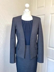 Hobbs Navy White Jacket Open Front Size 8 - J409 - Picture 1 of 6