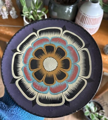 Vintage Hand-painted Rosemaling Folk Style Wooden Plate Multi Colored  8” - Image 1 of 4