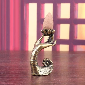 Backflow Incense Burner Desktop Decoration Lotus and Buddha Hand Table Decor - Picture 1 of 6